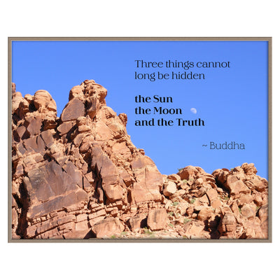 Mountains and Moon Western Wall Art Decor at Arches National Park with Buddha Quote