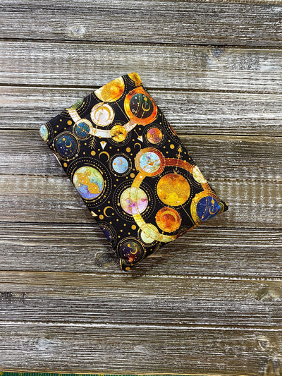 Celestial Planets Stars Cotton Fleece Padded Book Sleeve | BookGoodies | Book Pocket | Protective Book Bag | Book Pouch | Bookish Nerd Gift