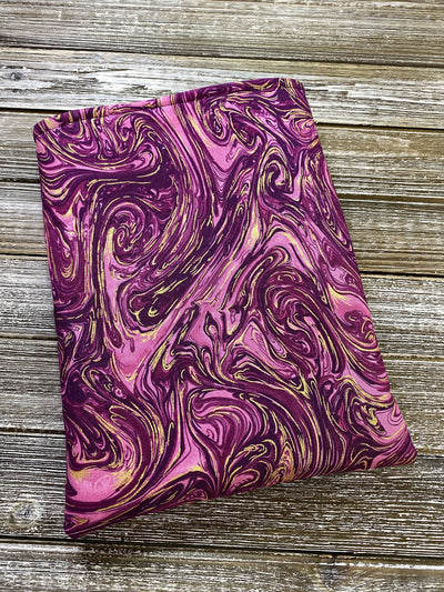 Purple and Gold Metallic Swirl Padded Book Sleeve | BookGoodies | Book Pocket | Protective Book Bag | Book Pouch | Bookish Nerd Gift